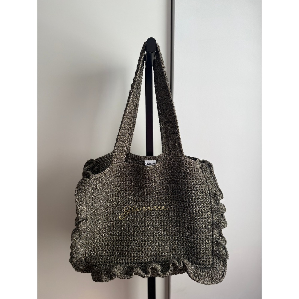 Ganni Cotton Crochet Frill Tote / Black